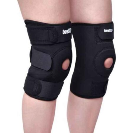 Pristyn Care Black Open-Patella Adjustable Strapping Knee Cap Support