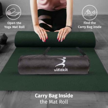 Vifitkit 61x180cm EVA Bottle Green Anti Skid Water Resistant Yoga Mat with Carry Bag & Strap