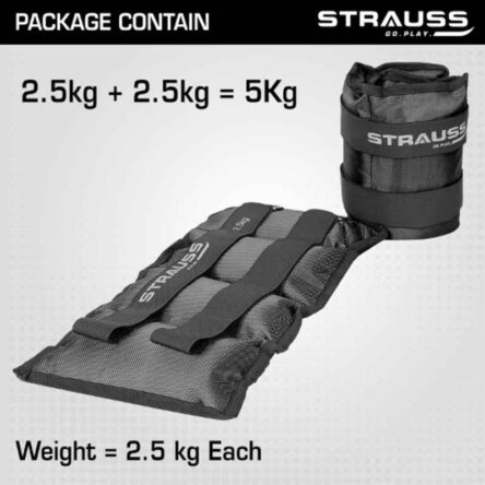 Strauss 42x20x7cm Neoprene Black Adjustable Ankle Weight