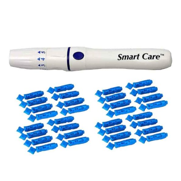 Smart Care GM05Plus07 30G Glucometer Blood Adjustable Lancet Pen Device with 100 Pieces Needle