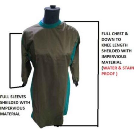 PMPS Impervious & Cotton Green & Brown Full Sleeves & Length Surgeon Gown with Green Color Back Tie