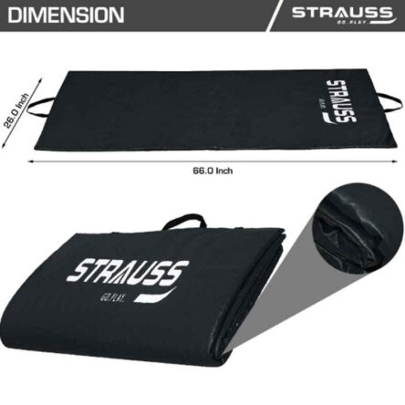 Strauss 66×26 inch EPE Foam & Rexine Black Yoga Exercise Rolling Mat