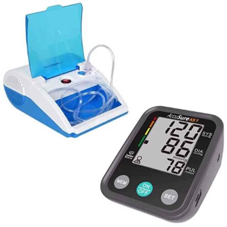 AccuSure Compressor Nebulizer Machine & Automatic Digital BP Monitor Combo