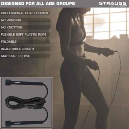Strauss 17x11x4cm Plastic Black Speed Skipping Rope