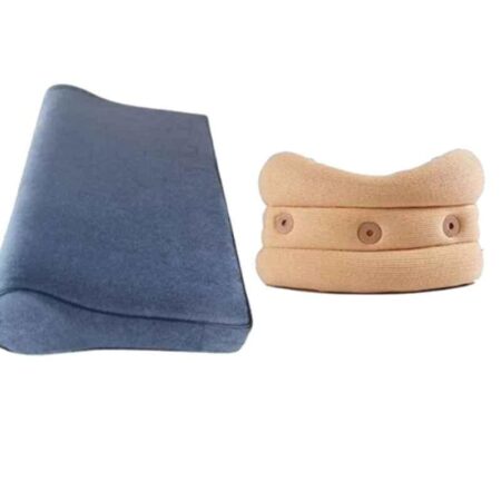 Divine Medicare 12-15cm Beige Cotton & Foam Cervical Collar & Cervical Pillow Combo