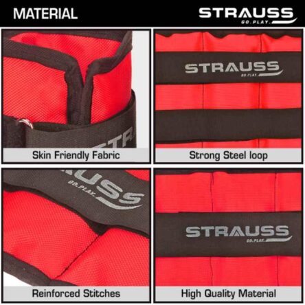 Strauss 38x19x3cm Neoprene Red Adjustable Ankle Weight