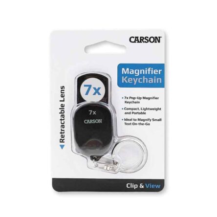 Carson 18mm 7X Plastic Clip & View Pop-Up Retractable Aspheric Keychain Magnifier