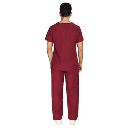 Indosurgicals Polyester & Cotton Maroon Unisex Scrub Suit