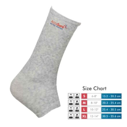 AccuSure Small Bamboo Yarn 4 Way Stretchable Bi-Layered Ankle Compression Support for Men & Women