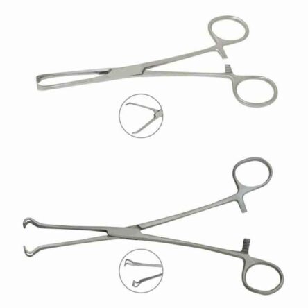 Forgesy 6 inch Stainless Steel Allis Tissue Forceps & 6 inch Babcock Tissue Holding Forceps Set