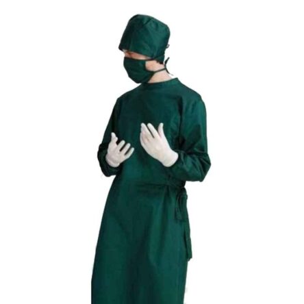 PMPS 4 Pcs Cotton Green Surgeons Gown Set