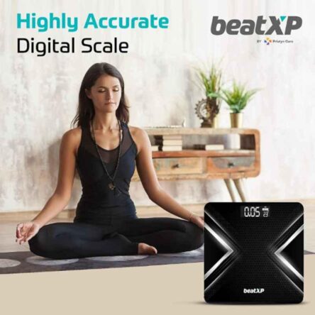 BeatXP GravityX 180kg Tempered Glass LCD Display Digital Weight Machine