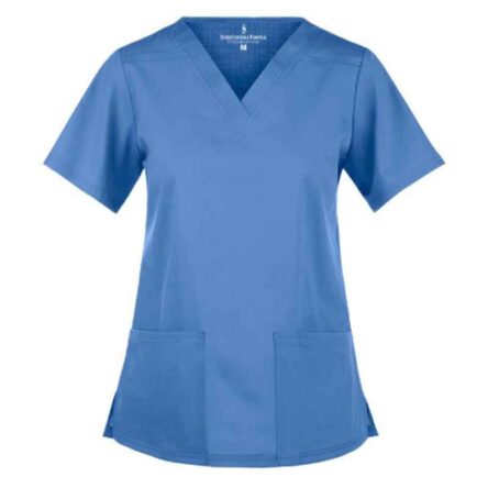 Superb Uniforms Polyester & Viscose Sky Blue Half Sleeves V Neck Scrub for Women