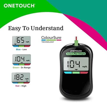 OneTouch Select Plus Diabetes Test Glucometer Kit with 50 Pcs Test Strips & 50 Pcs Ultra Soft Lancets