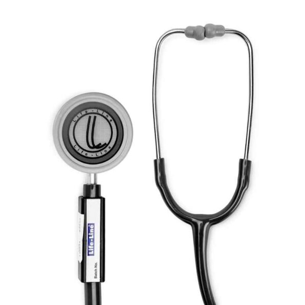 Lifeline Alpha Aluminium Black Single Diaphragm Chest Piece Stethoscope with Y Tube