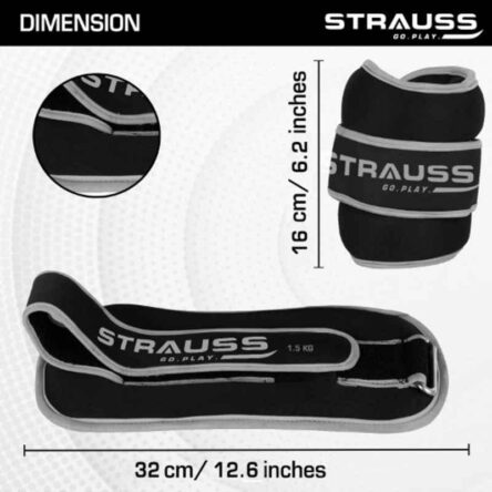 Strauss 32x16x4cm Neoprene Grey Adjustable Round Shape Ankle Weight