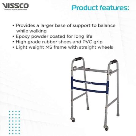 Vissco Medipedic Mild Steel Grey Double Bar Walker with Rotating Castor