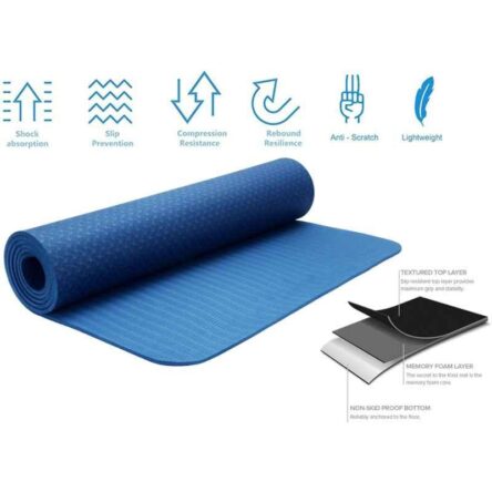 Strauss 1730x610x60mm Blue PVC Eco Friendly TPE Yoga Mat