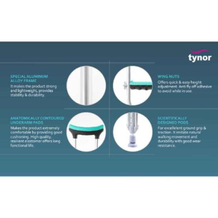 Tynor Axillary Crutch Walking Sticks Pair
