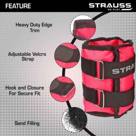 Strauss 41x19x3.5cm Neoprene Pink Adjustable Ankle Weight