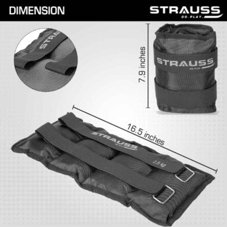Strauss 42x20x7cm Neoprene Black Adjustable Ankle Weight