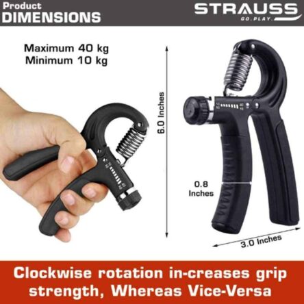 Strauss 21.5x14x4cm Plastic Black Adjustable Hand Grip Strengthener