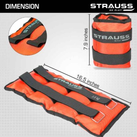 Strauss 42x20x7cm Neoprene Orange Adjustable Ankle Weight