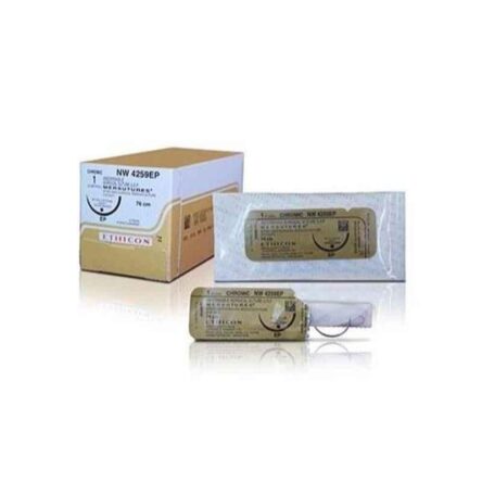 Ethicon NW4254 12 Pcs Silver Absorbable Surgical Chromic Catgut Suture Box