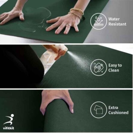 Vifitkit 61x180cm EVA Bottle Green Anti Skid Water Resistant Yoga Mat with Carry Bag & Strap