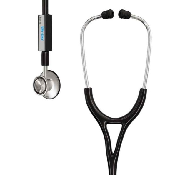 Lifeline Diamond Aluminium Black Single Diaphragm Chest Piece Stethoscope with 2 Way Tube