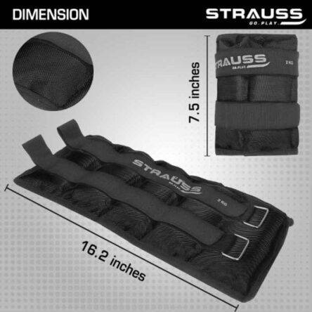 Strauss 41x19x3.5cm Neoprene Rectangular Black Adjustable Ankle Weight