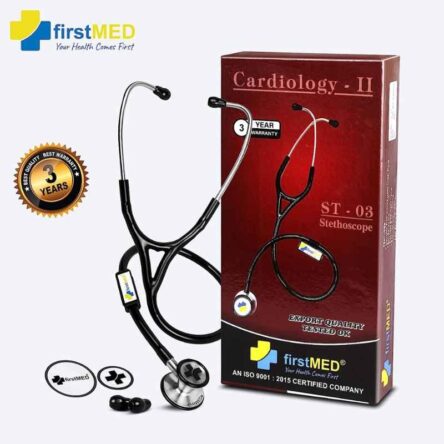 Firstmed Black Professional Classic High Acoustic Stainless Steel Dual Head Stethoscope