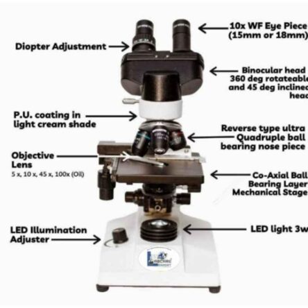 Labcare 100-265VAC Microscope with LED Light & Lab Binocular Head