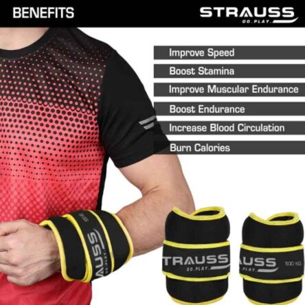 Strauss 26x12x3cm Neoprene Yellow Adjustable Round Shape Ankle Weight