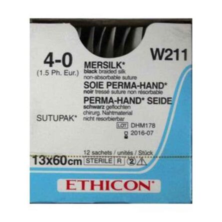 Ethicon NW5082 Mersilk 4-0 Black Braided Suture1