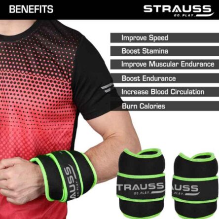 Strauss 30.5×15.3×4.3cm Neoprene Green Adjustable Round Shape Ankle Weight
