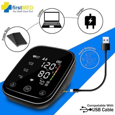 Firstmed Black Automatic Digital Talking Blood Pressure Monitor with Large Touch Screen & C-Type USB