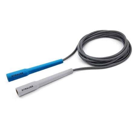 Strauss Blue & Grey Adjustable Skipping Rope with Anti Slip Grip