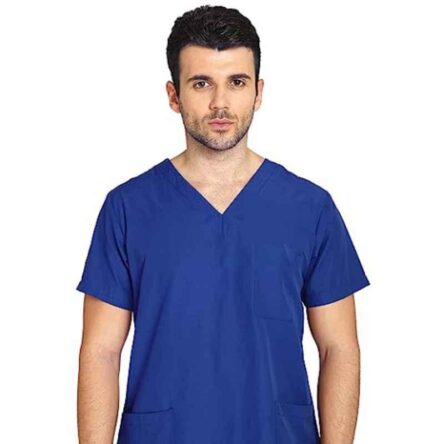 Indosurgicals Polyester & Cotton Royal Blue Unisex Scrub Suit