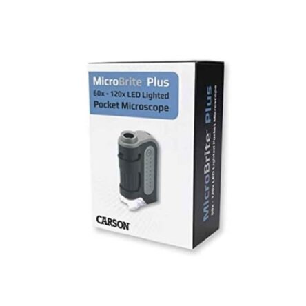 Carson MicroBrite Plus MM-300 60-120X Plastic Grey & Black Pocket Microscope