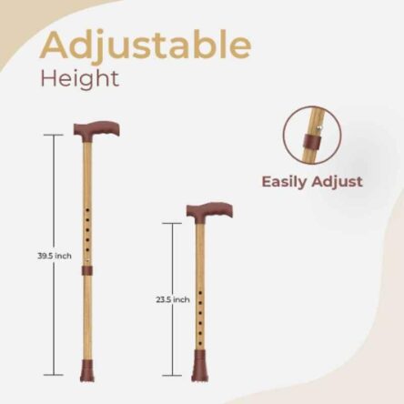 Divine Medicare 39.5 inch Aluminium Wooden Coating Brown Height Adjustable Walking Stick