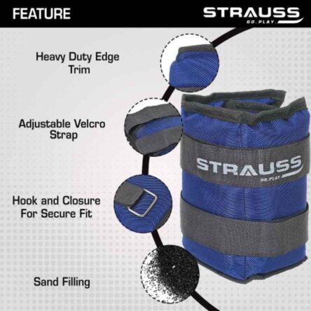 Strauss 42x20x7cm Neoprene Blue Adjustable Ankle Weight