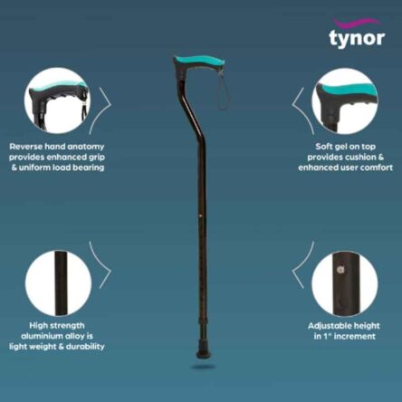 Tynor Silver Walking Soft Top Stick with Handle