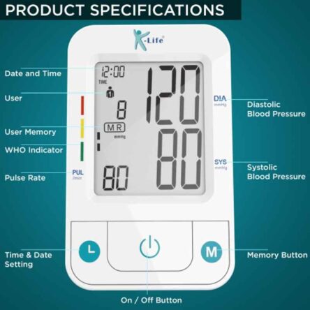 K-Life BPM-107 White Fully Automatic Digital Blood Pressure Monitor