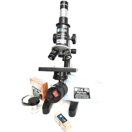 G Lab Achromatic Compound Student Microscope with 50 Blank & 25 Prepaid Slides