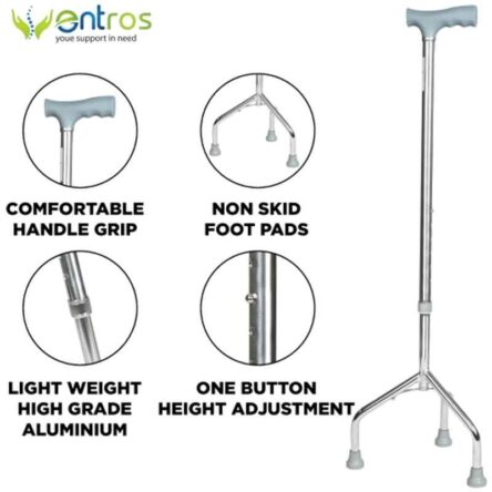 Entros Premium Height Adjustable Aluminum Tripod Walking Stick