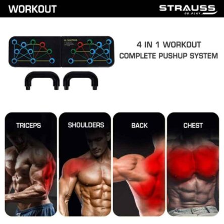 Strauss 34x20x4.5cm Plastic Black Multifunctional Portable Push Up Board