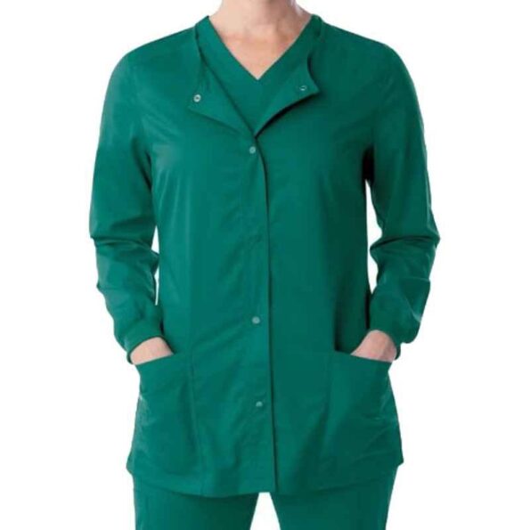 Superb Uniforms Polyester & Viscose Green Full Sleeves Scrub Jacket for Women