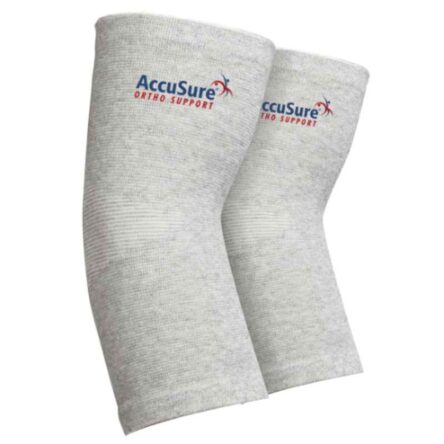 AccuSure Small Bamboo Yarn 4 Way Stretchable Bi-Layered Elbow Compression Support for Men & Women