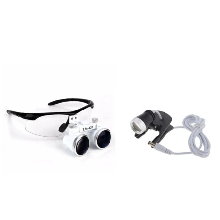 Endoking Dental Loupes 3.5x With Plastic Frame (Led HeadLight Free) -Silver